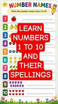 Number Names 1 to 10 Worksheet Practice #learning