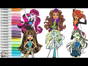 Monster High Coloring Book Compilation Draculaura Frankie Stein Clawdeen Cleo Lagoona Blue Toralei