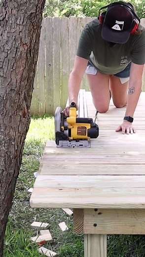 30K views · 488 reactions | One of the most satisfying parts of my Stock Tank Pool Deck build: Trimming the edges with my track saw. Check out the YouTube build video linked in my profile☀️ Who wants to come over for poolside margaritas later? #stocktankpool #stocktankpooldeck #stocktank #diydeck #diydecks #diystocktankpool #makergray #pooldeck #tracksaw #girlswhobuild #abovegroundpooldeck #bigdeckenergy | Maker Gray | Facebook