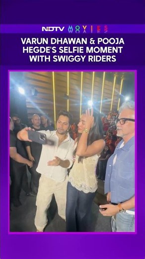 Varun Dhawan & Pooja Hegde's Selfie Moment With Swiggy Riders