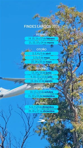Cuando el calendario se alinea con las ganas de viajar ✈️ Los findes largos 2026 ya están acá. Guardá este reel y empezá a planear tu próxima escapada. Aerolíneas Argentinas, 75 años rumbo al futuro. | Aerolíneas Argentinas