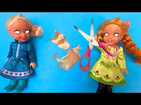Elsa and Anna toddlers- Elsa gets a new haircut from Barbie