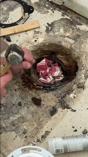 Slab floor offset toilet flange replacement cast iron sealed in concrete removal and replacement