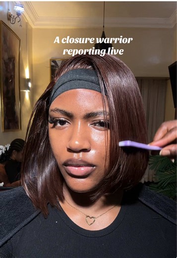 Please in 2026,can we invent new ways of melting laces except tying these demo**c bands?😭i literally felt my brain paining me 🤣 #hairinstall #chestnut #5by5closure #closurewig #newhairstyle