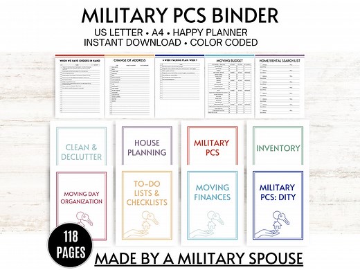 PCS Binder Printable PCS Checklist | Moving Checklist, Moving Binder | Military Gift | Military Move Planner | PCS Expense Tracker - Etsy