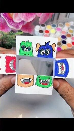 Monster Flip Paper Craft 👹✨ DIY #shorts #papercraft #diycrafts #craftideas #monster