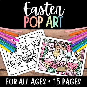 EASTER Pop Art Coloring Pages, EASY Easter Craft Activity Sheet