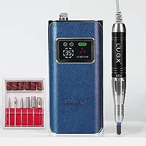L'UGX Professional Nail Drill, 35000RPM Rechargeable Nail Efile, Portable Electric Nail File Machine with Coreless Motor for Acrylic, Gel Nails, Manicure Pedicure for Home Salon Use, Klein Blue