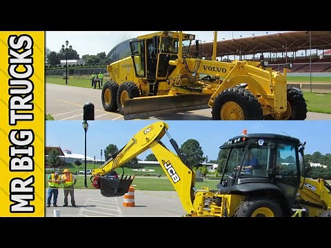 Construction Grader BackHoe Rodeo Competition | MrBigTrucks