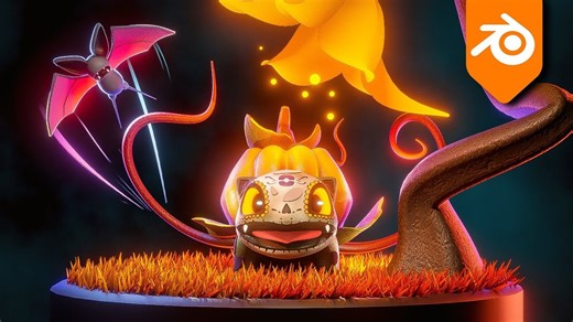 【blender教程】万圣节妙蛙种子雕塑延时摄影 - 搅拌机