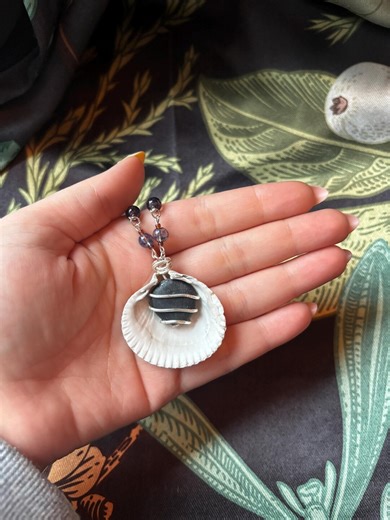 Seashell Ocean Stone Necklace - Etsy