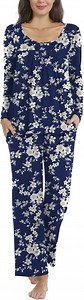 DreamFish Fall-Winter Womens 2 Piece Long Sleeves Pajama Sets with Comfy Long Pants Ladies Lounge Sleepwear with Pockets