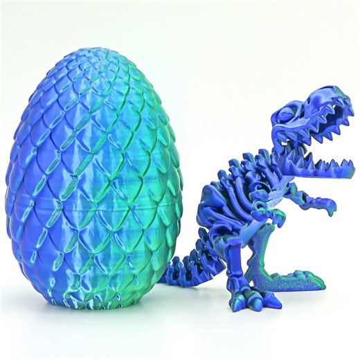 3D Printed Dinosaur Egg – T-rex Skeleton Inside, 5.3", Eco-friendly Gift for Kids, Golden or Blue-green Easter Egg Toy - Etsy