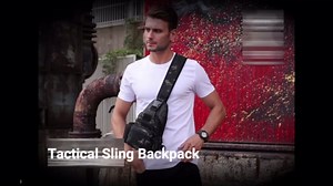 ZHIERNA Tactical Crossbody Bag for Men with Water Bottle Holder, MOLLE EDC Shoulder Sling Chest Bags with USB Charging Port for Travel Walk(Black)