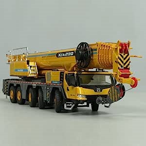 1:50 Scale Model Diecast XCMG 230 Truck Crane Model Hoist Replica Gold Color Collection 2 Cabs Open 5 Axles 360 Degree Swing