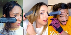 This straightening comb is meant to work in one swipe on any hair type