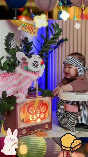 🐲Lion dancing puppet for children, tiny Cuoi laughs happily during the Mid-Autumn Festival lion d...