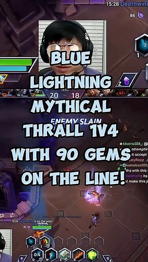 BLUE LIGHTNING MYTHICAL THRALL 1v4 WITH 90 GEMS ON THE LINE!