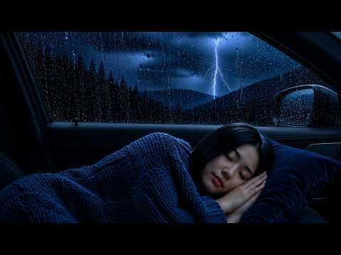 Heavy Rain Sounds and Thunderstorm on Car Window | Fall Asleep Fast and Calm Your Mind Tonight