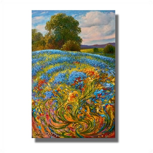 Bluebonnet Painting: Texas Landscape Art, 16x24 , Oil on Canvas - Etsy