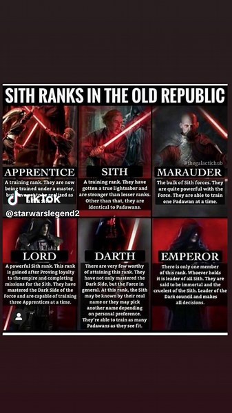 #sith ranks #starwarstheoldrepublic. #apprentice #sith #marauder #lord #darth #emperor. #starwars #darthvader #starwarsfans #starwarsfandom #starwarsedit
