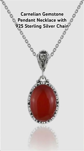 Carnelian Gemstone Pendant Necklace with 925 Sterling Silver Chain