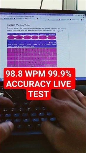 98 WPM Typing Test 🔥 | 99% Accuracy (Real Speed) #shorts #shortfeed #typing #typingchallenge