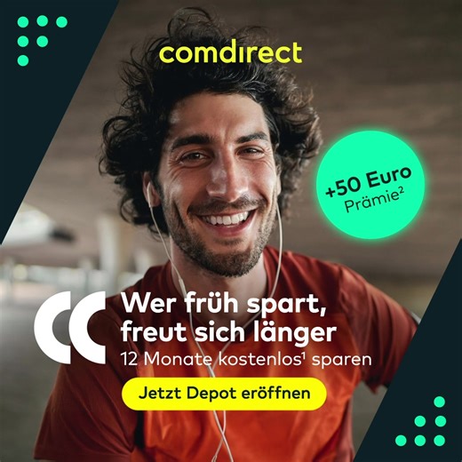 Nur jetzt: 12 Monate kostenlos¹ sparen mit einem Wertpapiersparplan und zusätzlich 50 € Sparfuchs-Prämie² erhalten. | comdirect