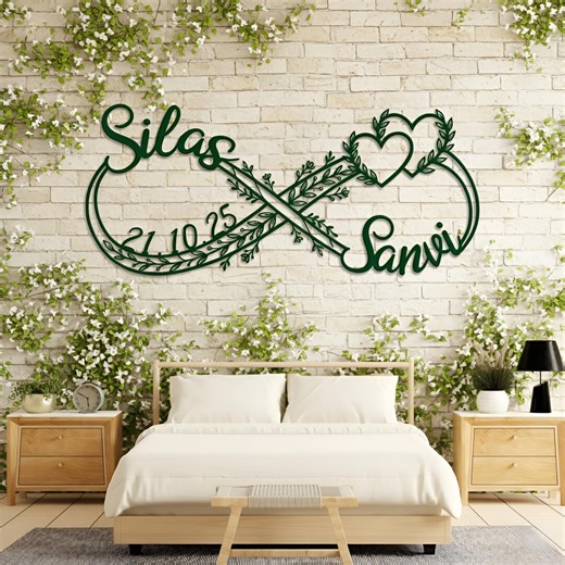 Infinity Heart Couple Name Sign, Personalized Metal Wall Art With Date, Custom Bedroom Wedding Decor - Etsy