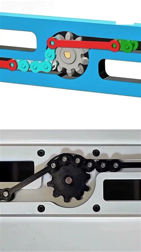 Oscillating Chain Drive in Action ⚙️ || From Rotation to Reciprocation #cad #3d #animation #shorts