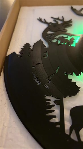 Stylish Vinyl Record Wall Clock with Deer Design