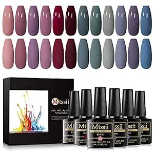 MTSSII Gel Nail Polish 12 Colours Set UV LED Soak Off Nail Art Manicure Salon DIY Home Gift Set 8ml