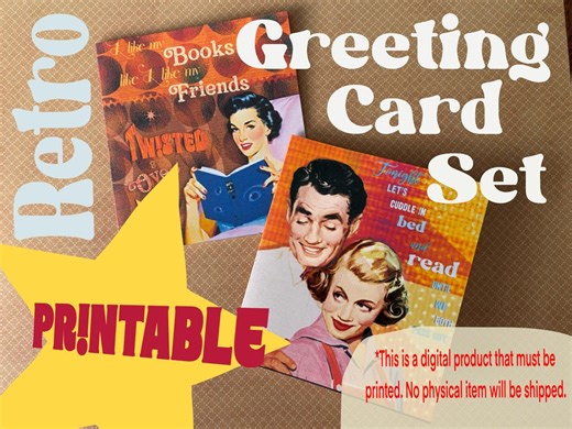 Vintage-inspired Notecards: Retro Greetings for Bibliophiles and Mid Century Enthusiasts (PDF) - Etsy
