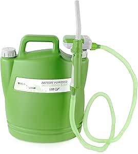 TERA PUMP 2nd Gen. TRWC-L - Battery Powered Watering Can with Detacheable 4.9 Feet Long Hose, Green, 3.8 Gallon Can (Included) - 1.2 GPM