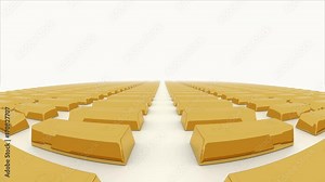 Big gold bars moving towards camera. (loop ready)