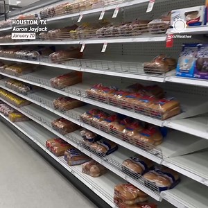 Long checkout lines formed as Houston residents rushed to the store on Monday ahead of a winter storm expected to bring snow and ice. Forecast: https://bit.ly/4hkIp0O | AccuWeather