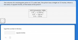 The volume of a rectangular prism is 2.5 cubic feet. The prism ... | Filo