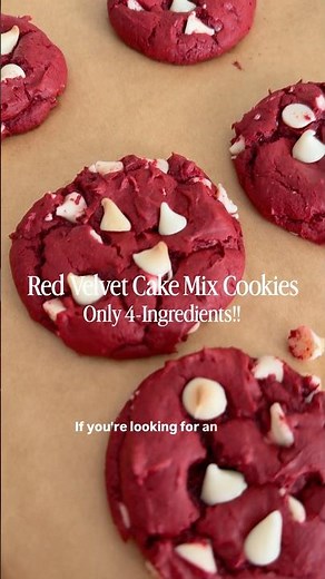 4-Ingredient Red Velvet Cake Mix Cookies #easyrecipe #cakemix #cookiesrecipe
