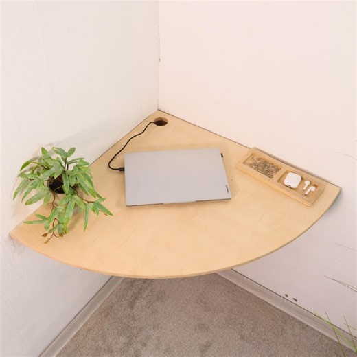 Floating Corner Desk – Wall Mounted Space Saving Desk for Small Home Office - Etsy