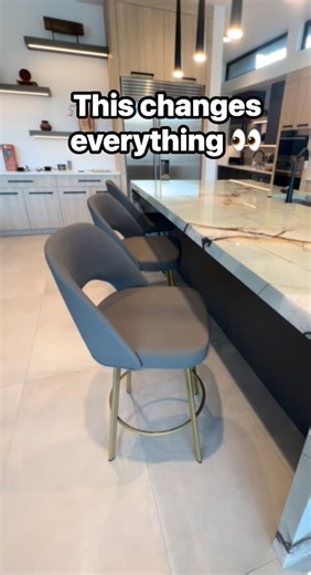 These bar stools completely change the vibe of this kitchen 👀 #KitchenDesign #ModernHome #BarStools #InteriorInspo #HomeUpgrades #LuxuryLiving | Brick and Mortarless Furniture