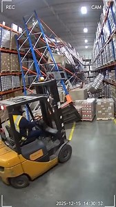 Driver Error Topples Warehouse Racks Carlisle, Pennsylvania — April 22, 2024 A moment of inattention by a forklift operator led to a catastrophic domino-effect collapse inside a massive distribution center Monday, wiping out an entire aisle of inventory in a matter of seconds. The dramatic incident was captured from multiple angles by the facility’s security cameras. Security footage captures the tense moments as the driver maneuvers a yellow forklift. A coworker off-camera can be heard shouting