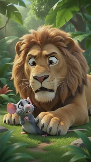 Sleeping Lion's Big Surprise! 🦁🐭 | Funny Jungle Cartoon for Kids #shorts