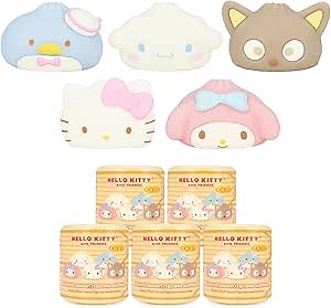 Hamee Sanrio Hello Kitty and Friends Cute Water Filled Surprise Capsule Squishy Toy [Steamed Bun] [Birthday Gift Bag, Party Favor, Gift Basket Filler, Stress Relief] – 5 Pc. (All 5 Styles)