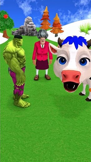 Hulk vs Scary Teacher: Who wins against Cow, Spiderman and Tiger? 🐮 #funny #scaryteacher3d #shorts