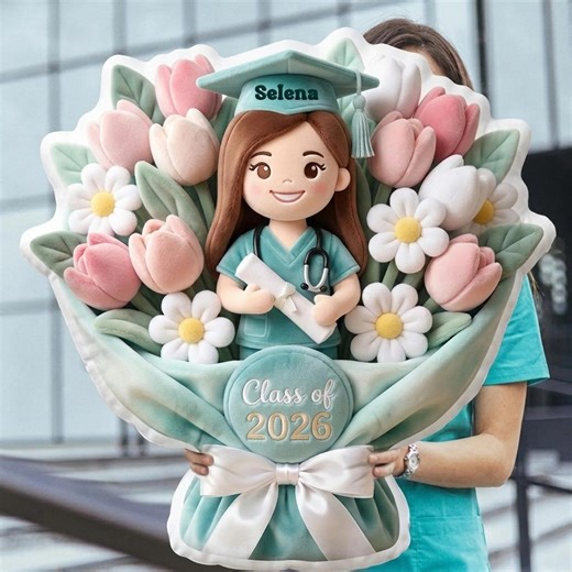 Personalized Nurse Graduation Plush Bouquet Pillow Shape, Class of 2026 Gift - Etsy