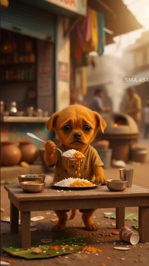 The baby dog is teased by his friends because he can't eat expensive food #jcb