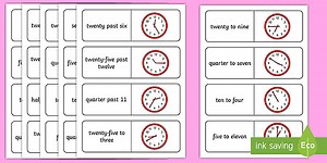 Telling the Time in 5 Minute Intervals Dominoes