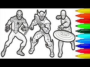 THE AVENGERS Coloring Pages With Colored Markers For Young Children | THE AVENGERS Coloring Pages