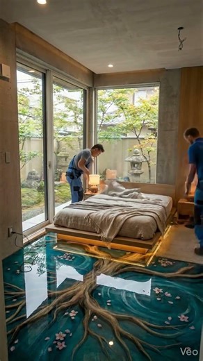 Insane 3D Epoxy Floor Transformation – Water Effect & Sakura Design #interiordesign #epoxyart