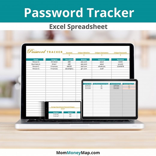 Password Tracker Excel Spreadsheet | Organize Your Accounts and Passwords With This Editable Password Log Template | Digital Download - Etsy